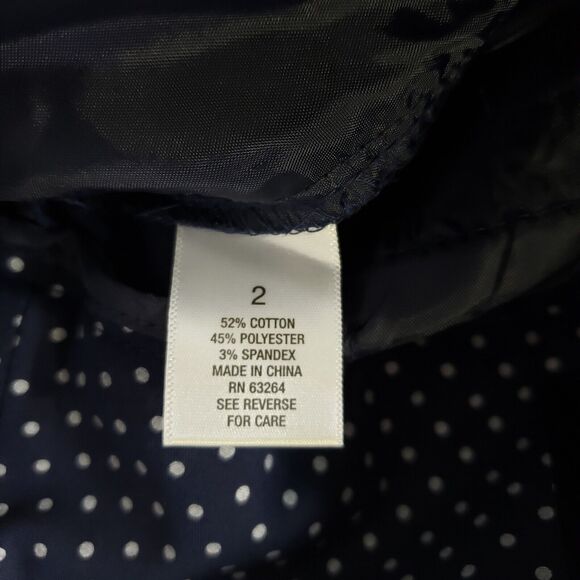 Roz & Ali Womens Pants Size 2 Avg Ankle Blue White Polka Dot Classic Fit Pockets - Picture 11 of 12